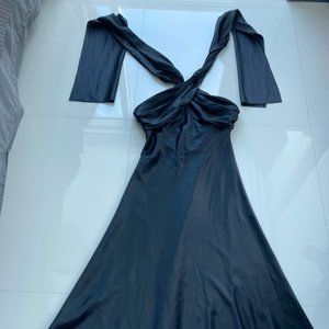 Diane Von Furstenberg Womens Black Stretch Silk Halter Neck Midi Dress Size 4